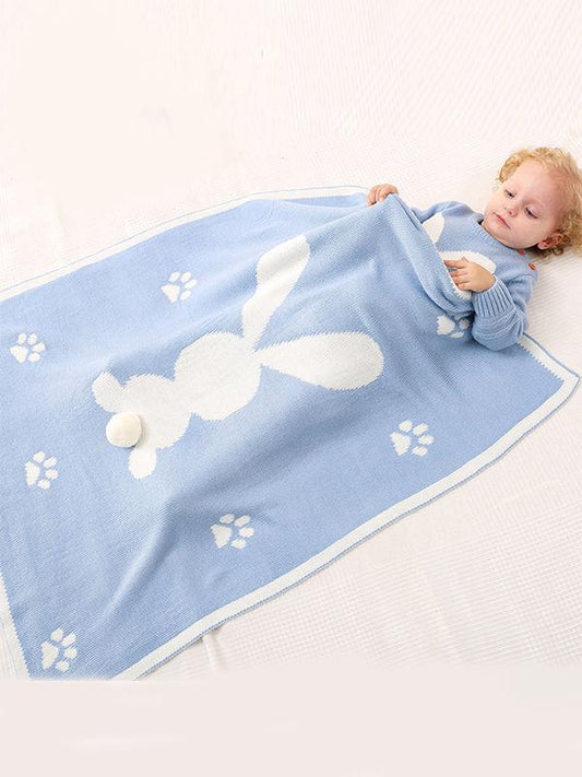 Rabbit Footprints Knitted Acrylic Blanket - dianjiang-