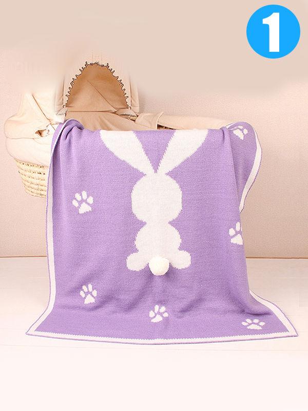 Rabbit Footprints Knitted Acrylic Blanket - dianjiang-