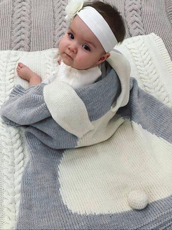Rabbit Printed Knitted Blanket for Babies Toddlers Boys And Girls - dianjiang-