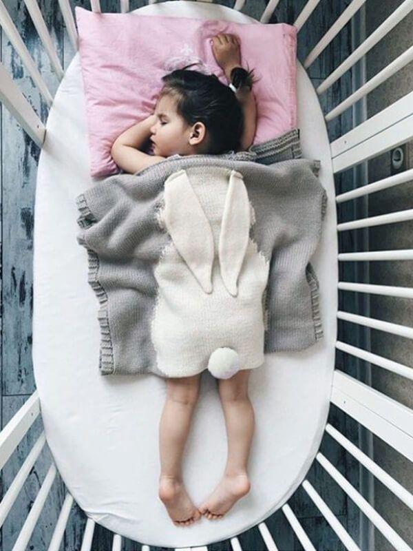 Rabbit Printed Knitted Blanket for Babies Toddlers Boys And Girls - dianjiang-