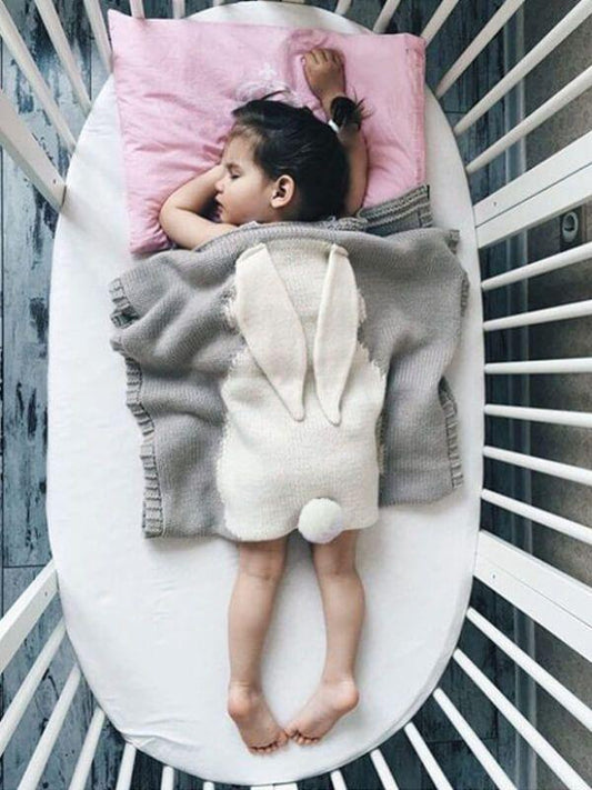 Rabbit Printed Knitted Blanket for Babies Toddlers Boys And Girls - dianjiang-