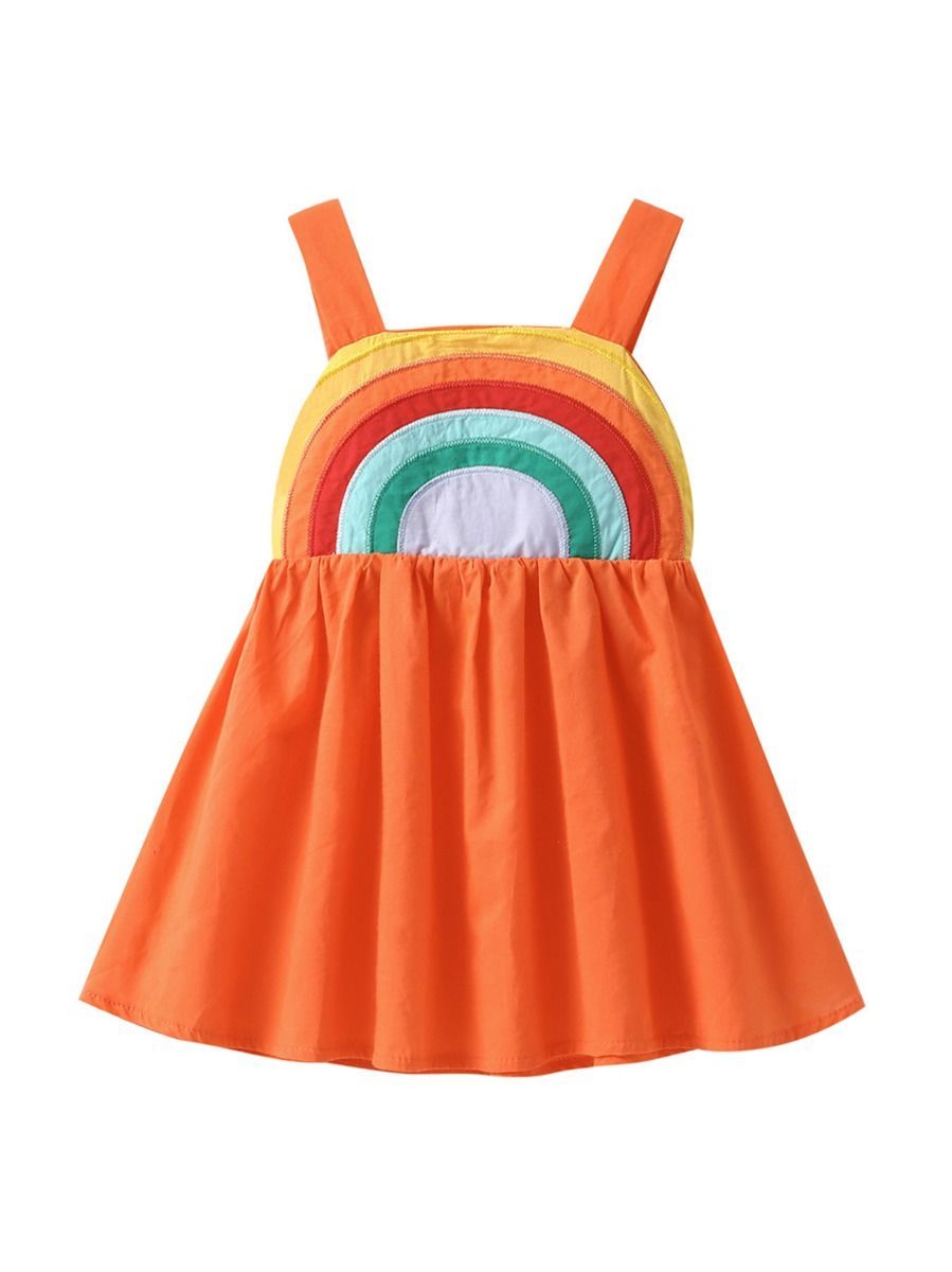 Rainbow Pattern Sundress Baby Toddler Girls Backless Dress - dianjiang-