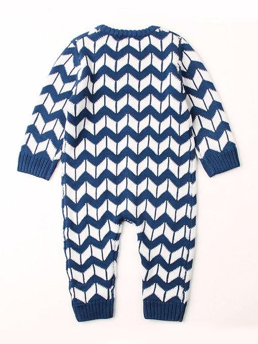 Rhombus Plaids Jumpsuit Knitted Baby Onesie - dianjiang-