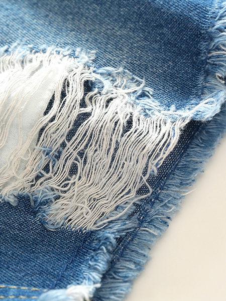 Summer 2-Piece Outfit Flower Suspender Top + Ripped Fringed-hem Shorts For Little Big Girl - dianjiang-