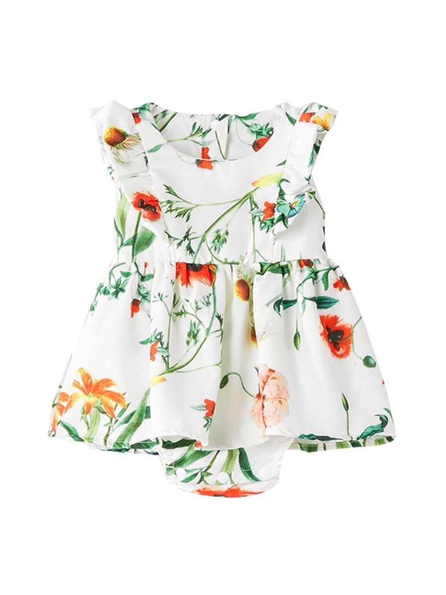 Mommy and Me Family Fitted Floral Sundress Romper Dress - dianjiang-