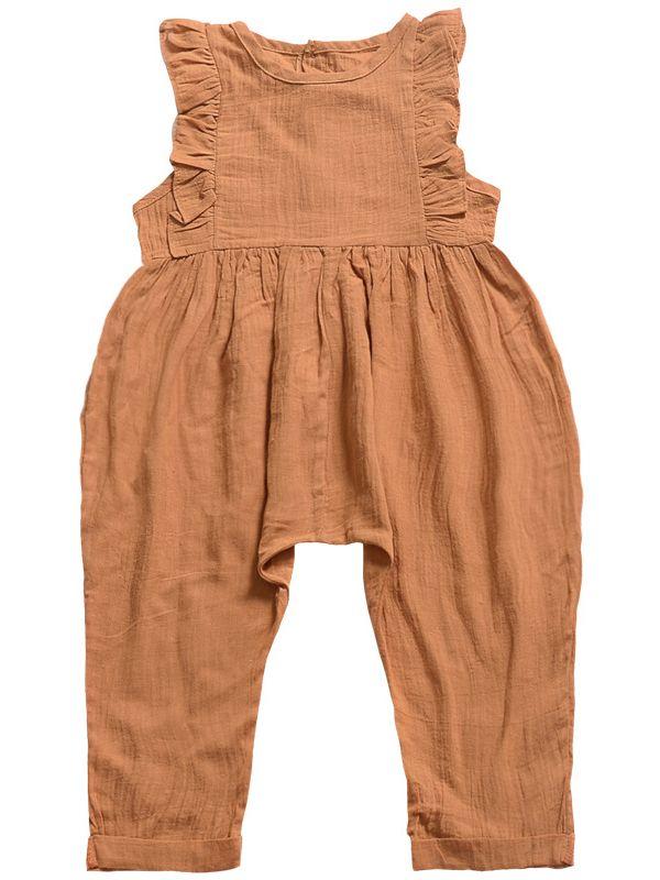 Solid Color Onesie Ruffle Baby Jumpsuit Overalls - dianjiang-