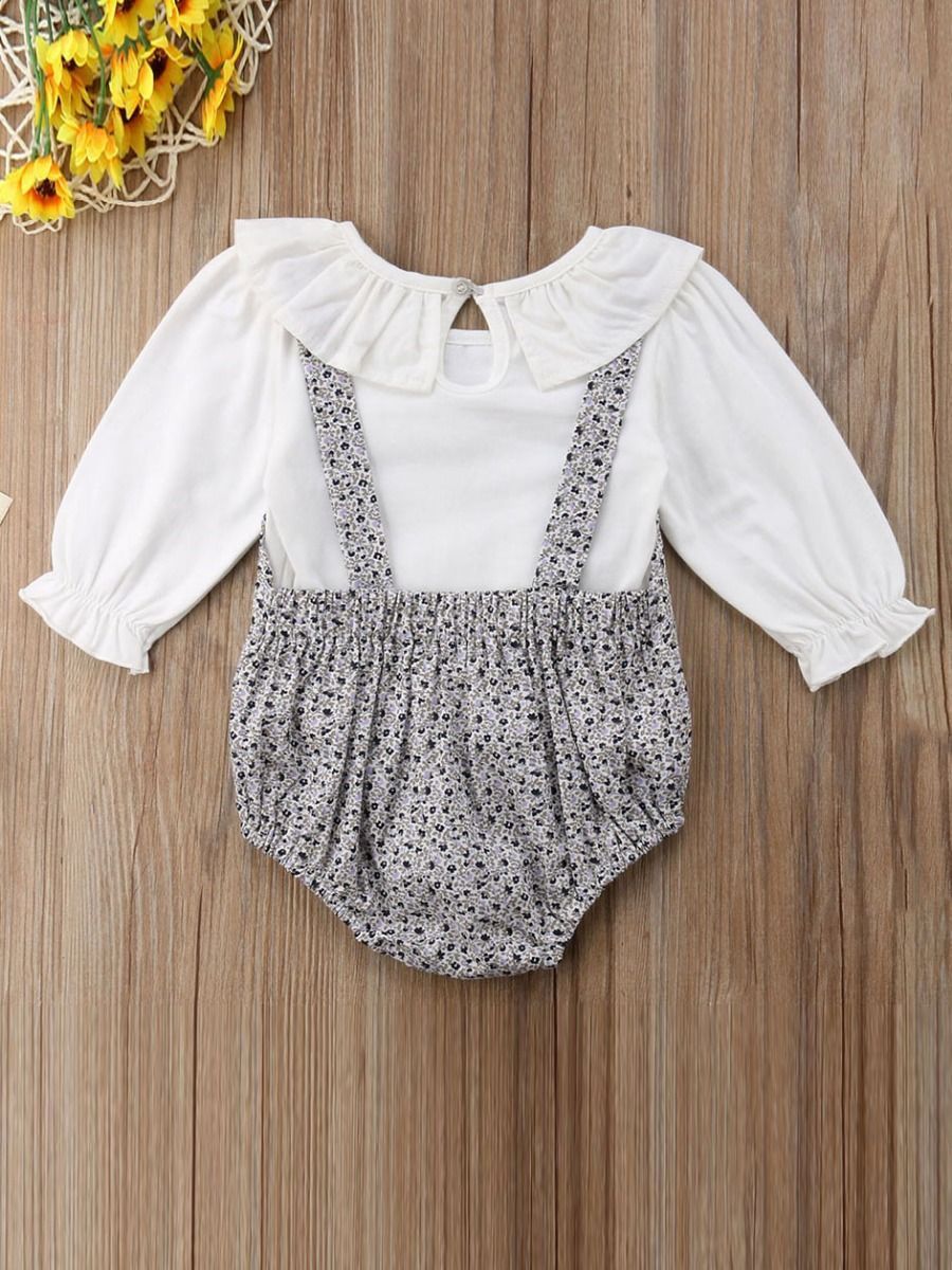 Ruffle Collar Infant Girl Romper Spring Onesie - dianjiang-