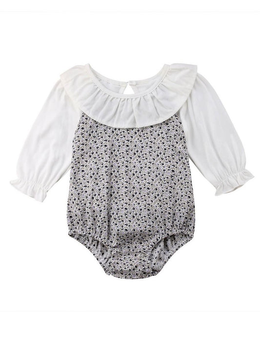 Ruffle Collar Infant Girl Romper Spring Onesie - dianjiang-