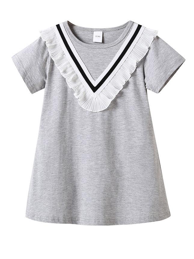 Ruffled Short-sleeved Casual Shift Dress For Toddler Big Girl - dianjiang-