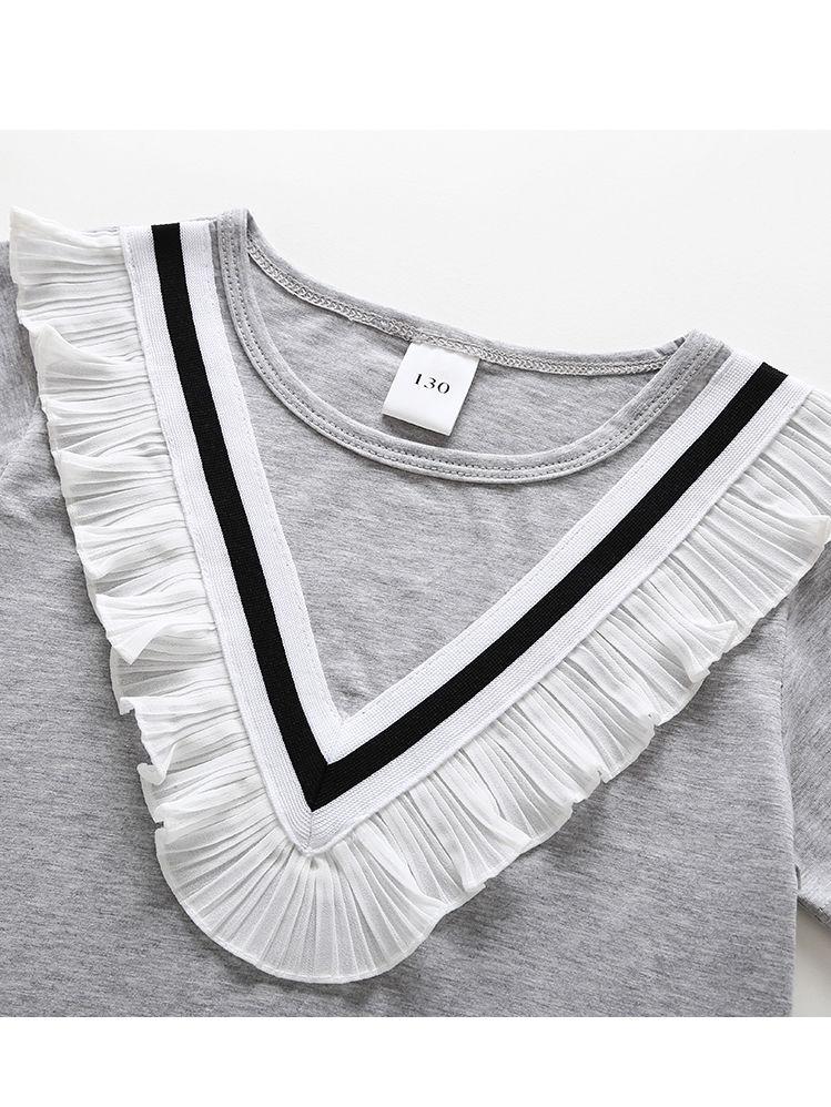 Ruffled Short-sleeved Casual Shift Dress For Toddler Big Girl - dianjiang-