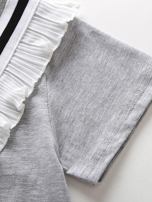 Ruffled Short-sleeved Casual Shift Dress For Toddler Big Girl - dianjiang-