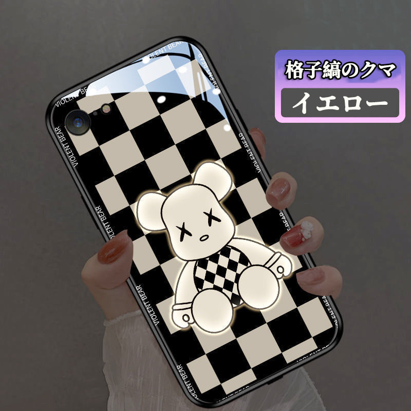 日本のタイドブランドの格子縞のクマが明るいiphone携帯電話のシェルネット赤潮を真新しいと呼ぶ - dianjiang-