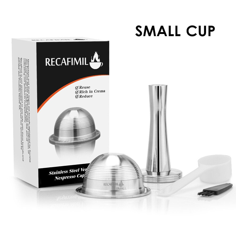 SMALL Coffee Capsule Pod Stainless Steel Refillable Coffee Filters For Nespresso Vertuoline GCA1 & Delonghi ENV135 Machine - dianjiang-