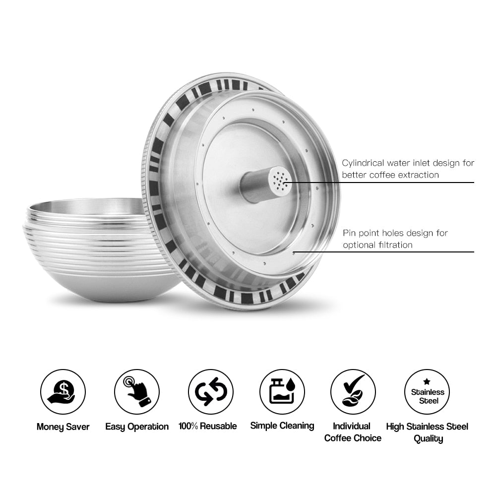 SMALL Coffee Capsule Pod Stainless Steel Refillable Coffee Filters For Nespresso Vertuoline GCA1 & Delonghi ENV135 Machine - dianjiang-