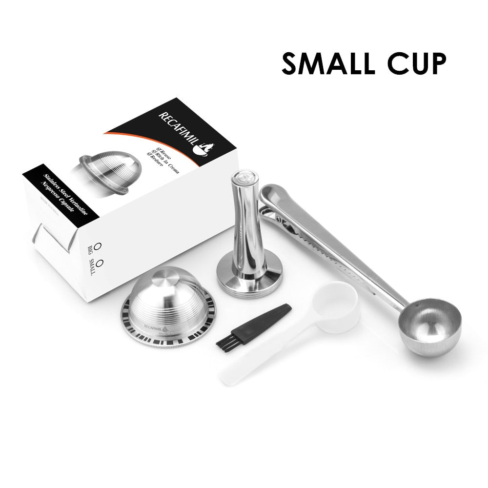 SMALL Coffee Capsule Pod Stainless Steel Refillable Coffee Filters For Nespresso Vertuoline GCA1 & Delonghi ENV135 Machine - dianjiang-