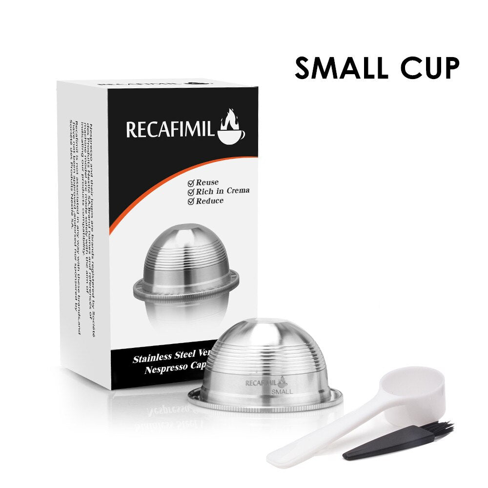 SMALL Coffee Capsule Pod Stainless Steel Refillable Coffee Filters For Nespresso Vertuoline GCA1 & Delonghi ENV135 Machine - dianjiang-