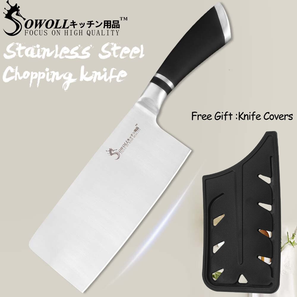 SOWOLL Kitchen Cleaver Knife High Carbon Stainless Steel Knives Butcher Chopper Cleaver 6 inch Stainless Steel Chopping Knife - dianjiang-