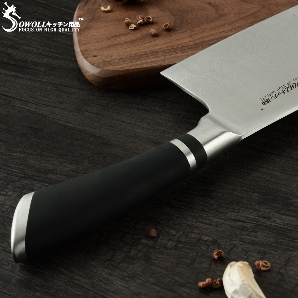 SOWOLL Kitchen Cleaver Knife High Carbon Stainless Steel Knives Butcher Chopper Cleaver 6 inch Stainless Steel Chopping Knife - dianjiang-