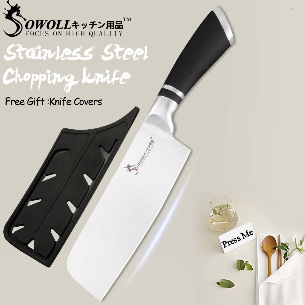 SOWOLL Kitchen Cleaver Knife High Carbon Stainless Steel Knives Butcher Chopper Cleaver 6 inch Stainless Steel Chopping Knife - dianjiang-