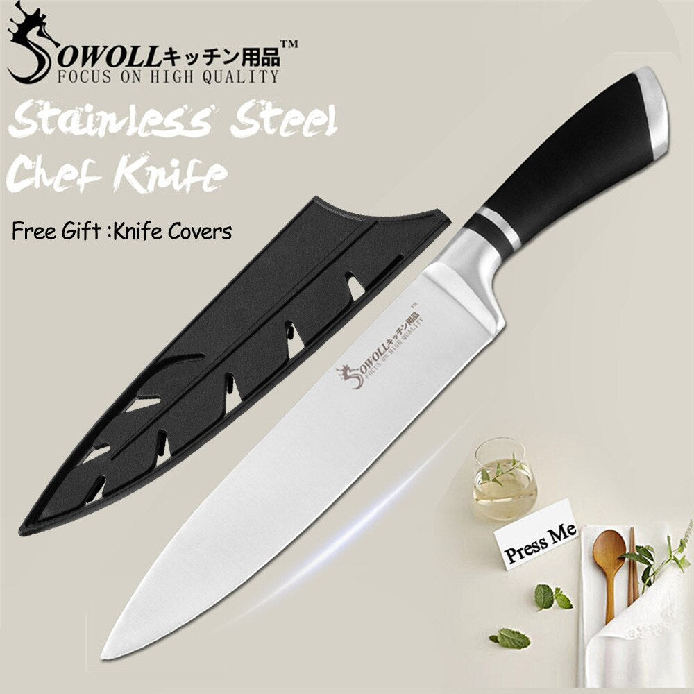 SOWOLL Kitchen Cleaver Knife High Carbon Stainless Steel Knives Butcher Chopper Cleaver 6 inch Stainless Steel Chopping Knife - dianjiang-