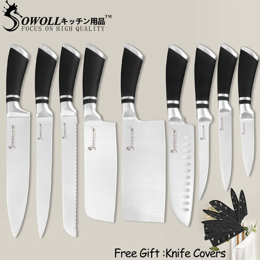 SOWOLL Stainless Steel Kitchen Knives Boning Paring Utility Santoku Bread Slicing Chef Chopping Nakiri Knife Accessory Tools - dianjiang-