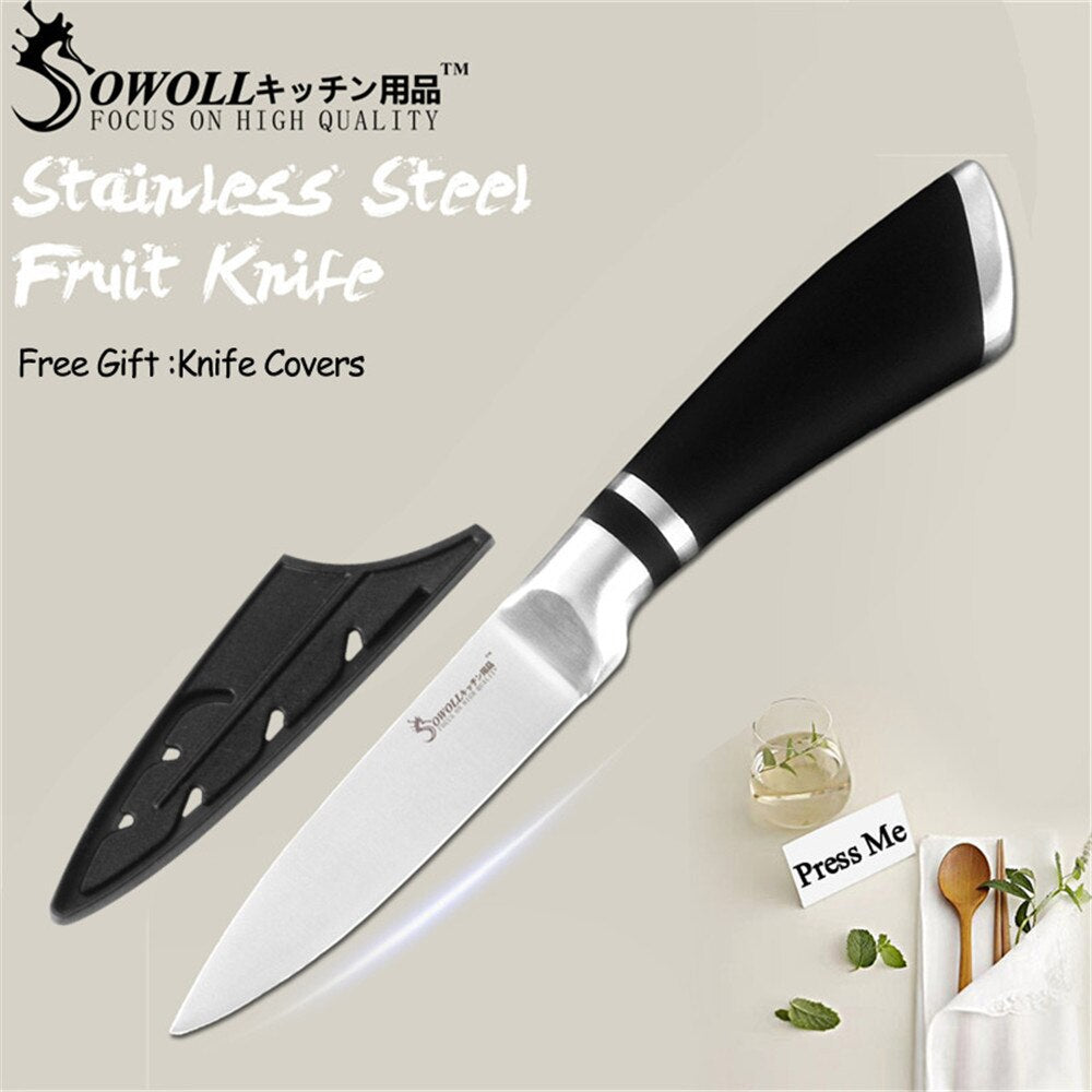 SOWOLL Stainless Steel Kitchen Knives Boning Paring Utility Santoku Bread Slicing Chef Chopping Nakiri Knife Accessory Tools - dianjiang-