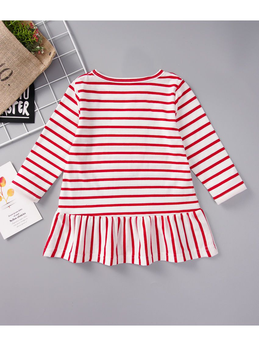Santa Claus Baby Toddler Girl Long sleeves Stripe Dress - dianjiang-