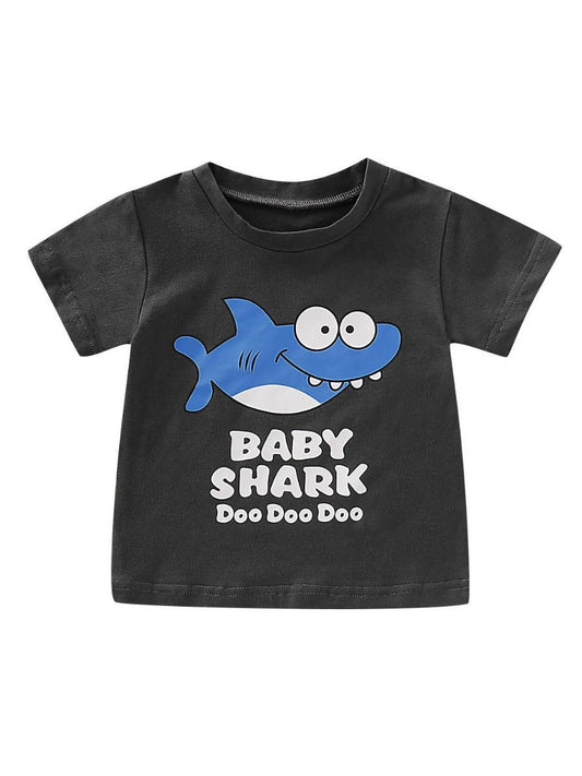 Shark Print Infant Little Boy Summer T-shirt - dianjiang-