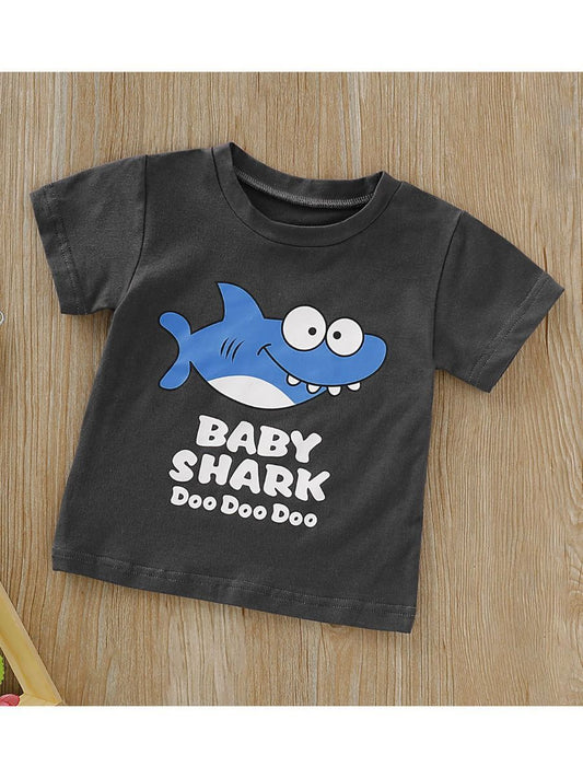 Shark Print Infant Little Boy Summer T-shirt - dianjiang-