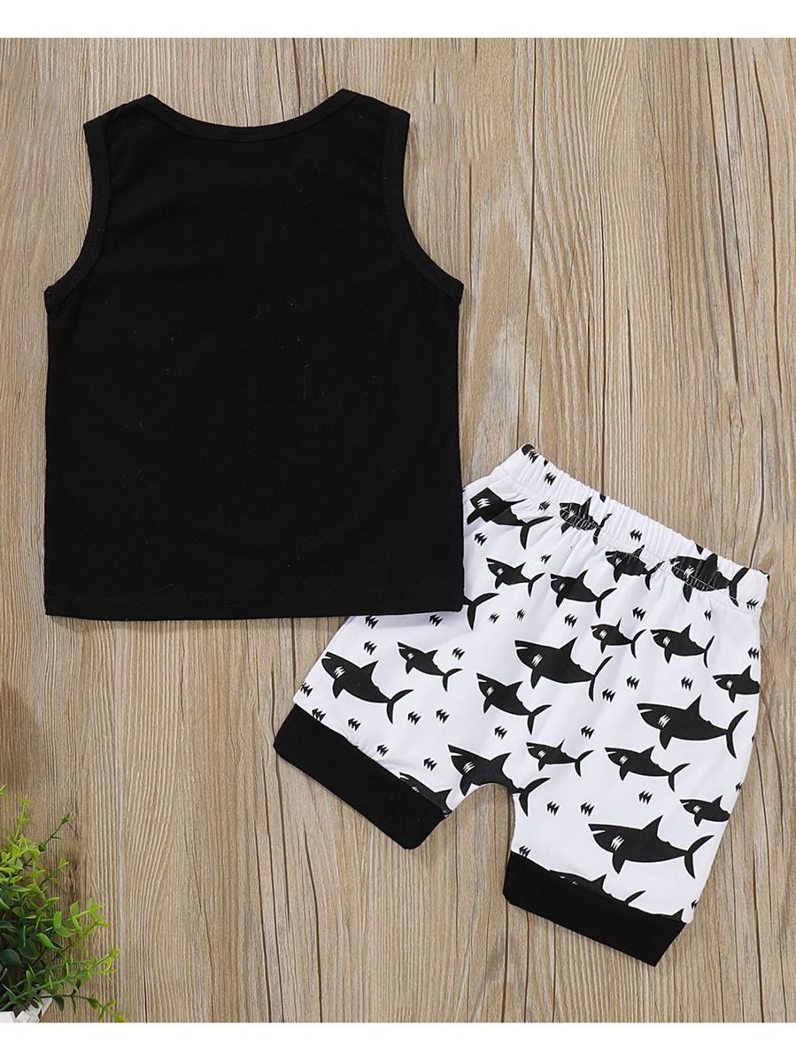 Shark Style Baby Boy 2-Piece Outfit Tank Top Matching Trousers - dianjiang-