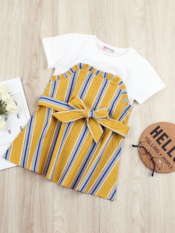 Stripe Bow Shift Dress for Summer Little Girl - dianjiang-