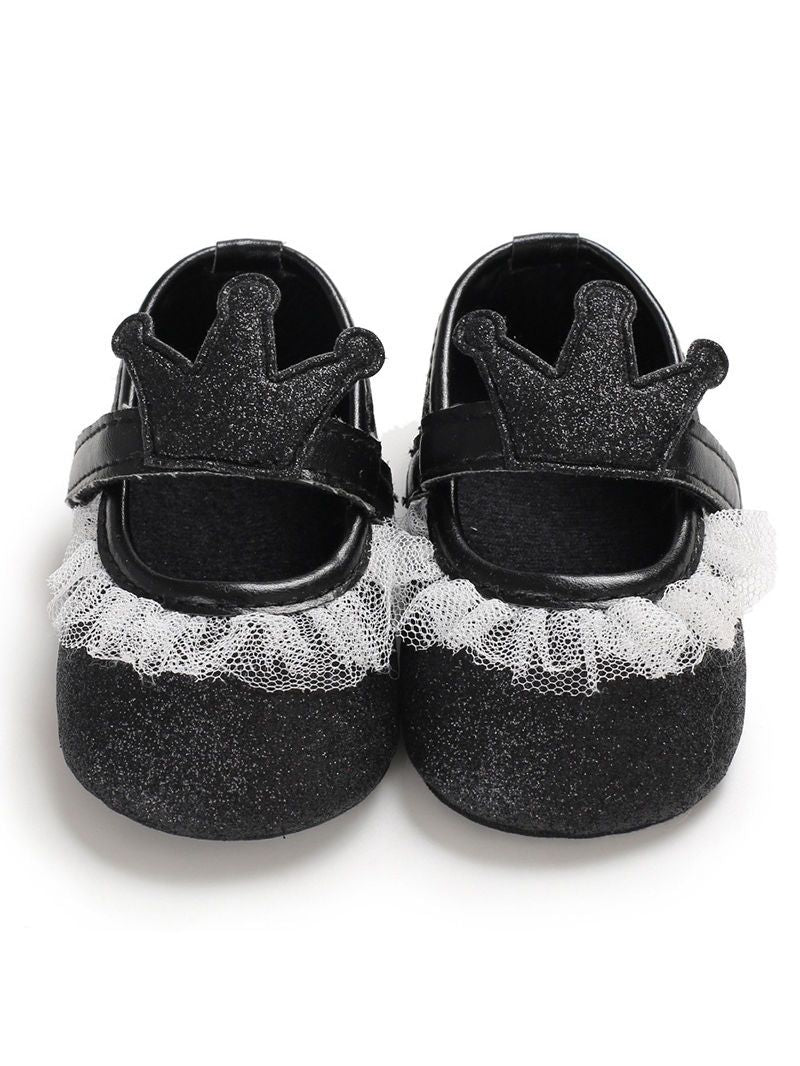 Shimmering Powder Crown Trim Sandals Pre Walking Princess Shoes - dianjiang-