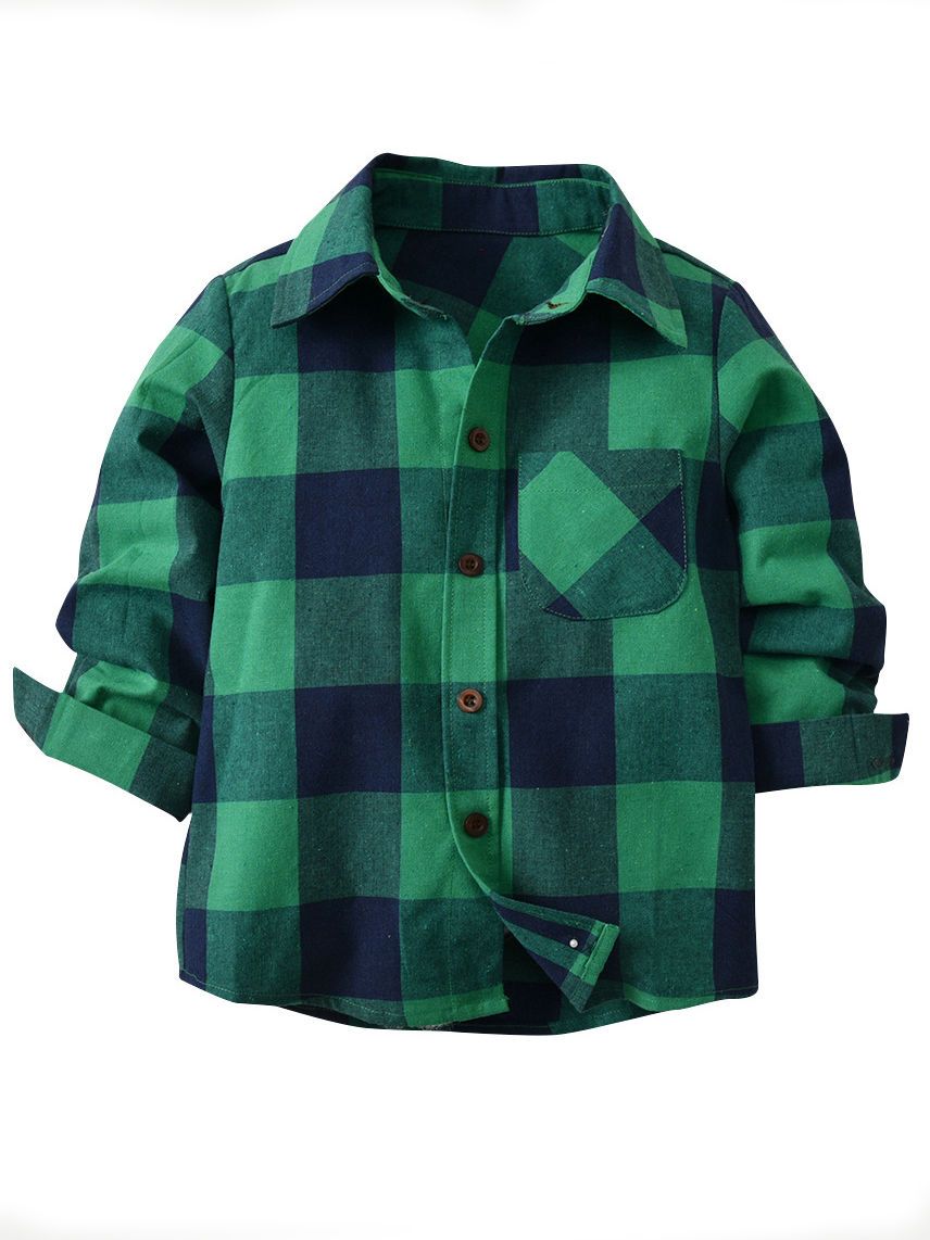 Long Sleeve Casual Clothes Buffalo Plaid Shirt Top for Toddler Big Boys Kids - dianjiang-