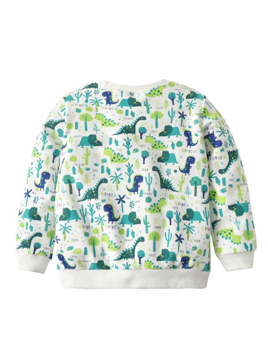 Simple Dinosaur Plants Pullover Tee Autumn Winter Kids Unisex Cotton Sweatshirt Tops - dianjiang-