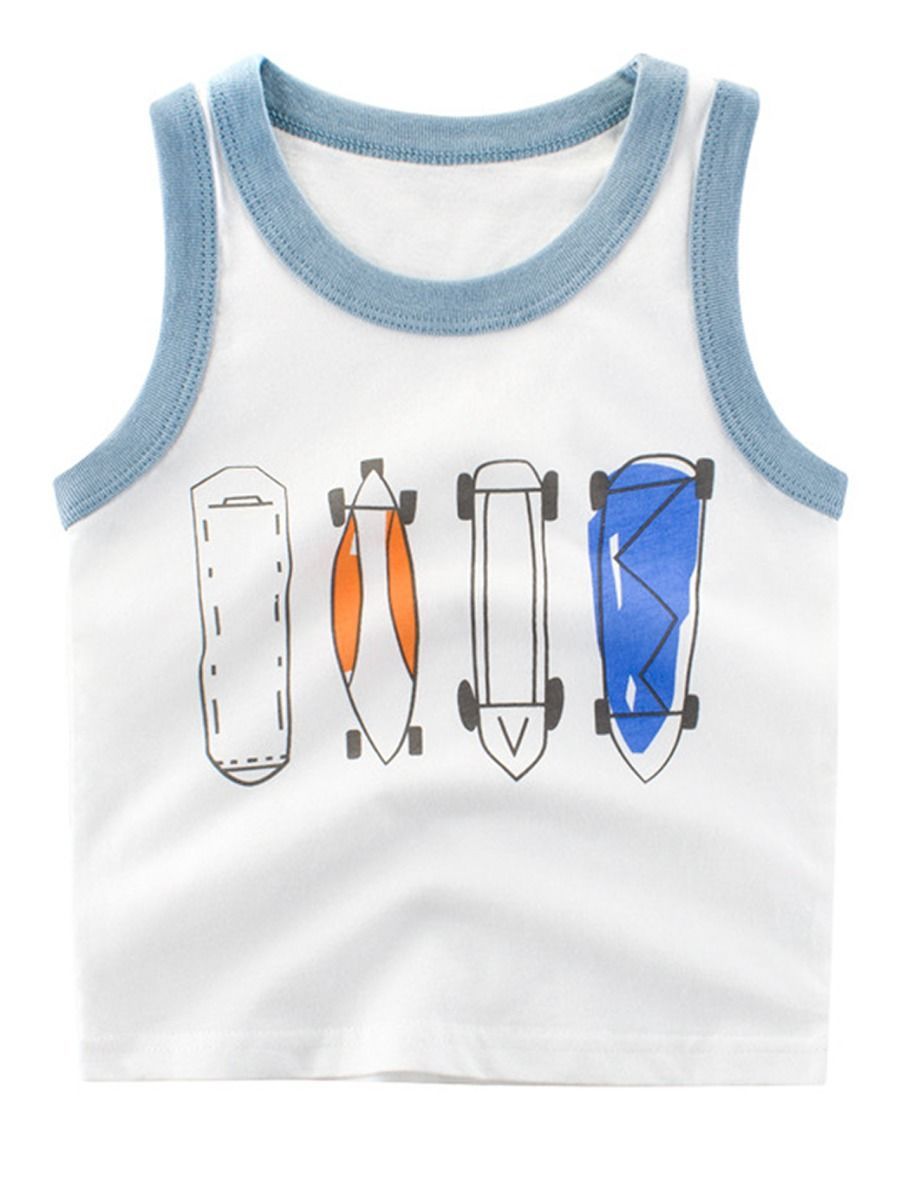 Skateboard Print Tank Top For Toddler Big Boys - dianjiang-