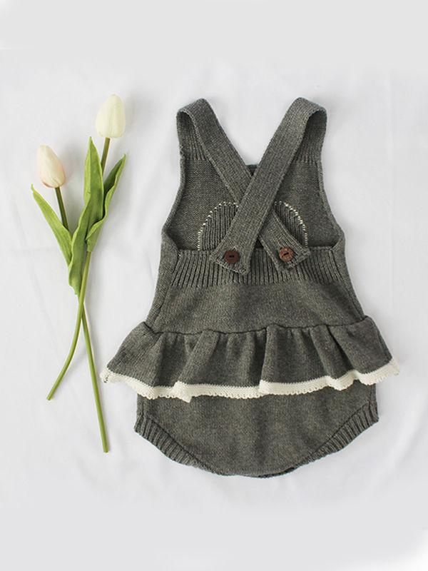 Cute Heart Pattern Knitted Wear Cotton Romper Sleeveless Bodysuit - dianjiang-