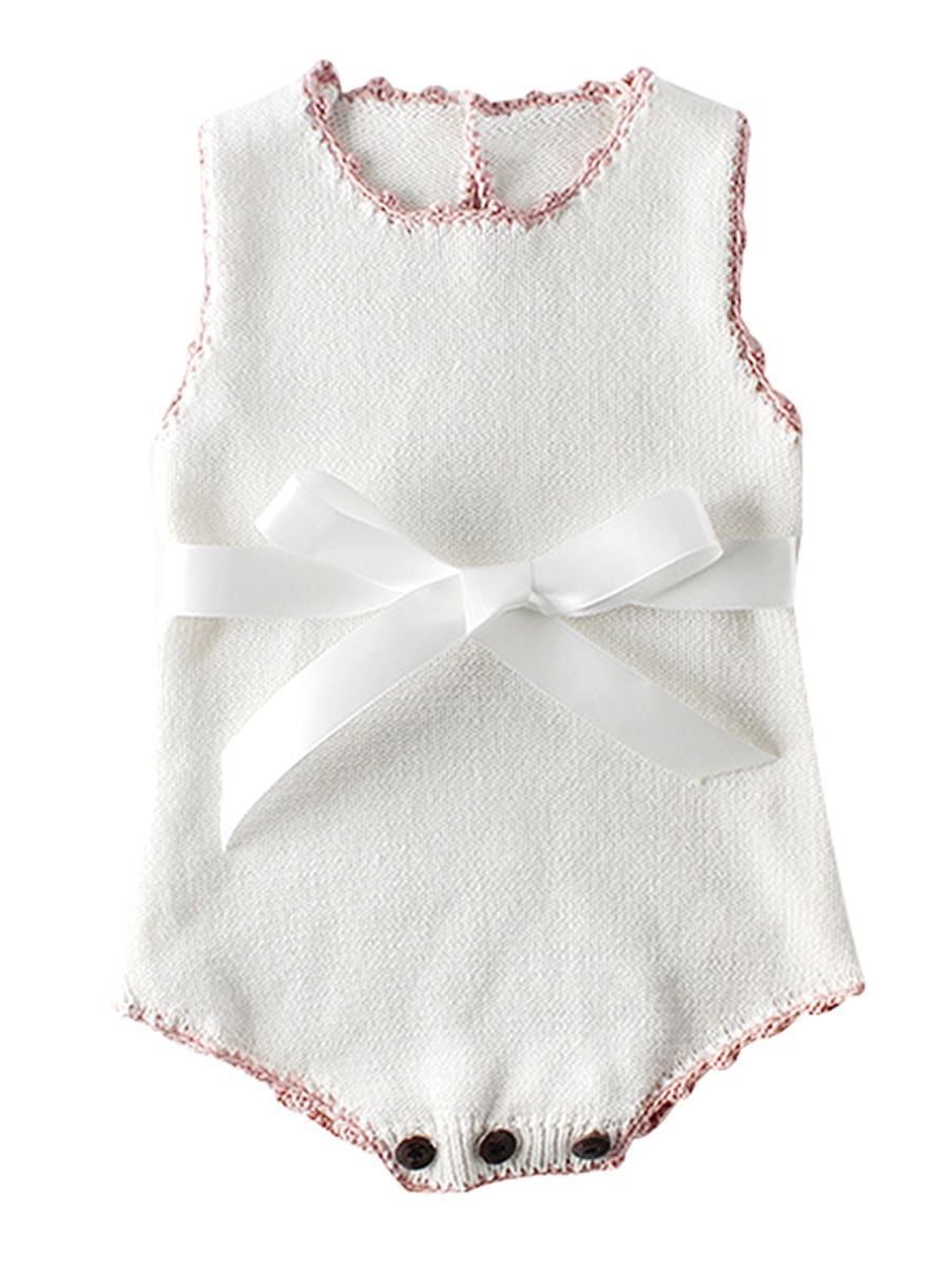 Spanish Style Knit Wear Bow Sleeveless Bodysuit - dianjiang-