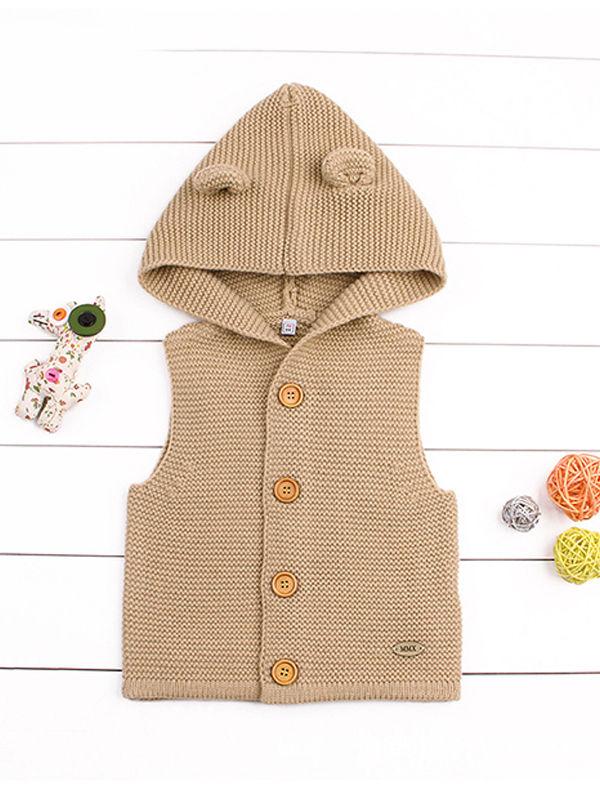 Animal Ears Waistcoat Sleeveless Buttoned Vest Baby Hoodie Cardigan - dianjiang-