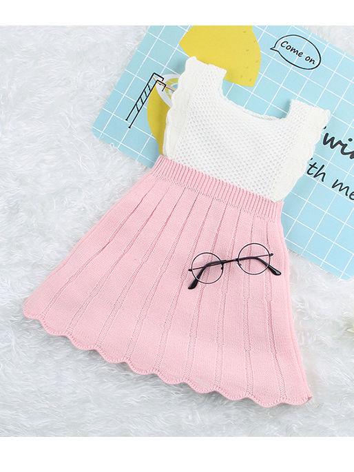 Color-blocking Knitwear Sleeveless Dress For Summer Baby Toddler Girl - dianjiang-