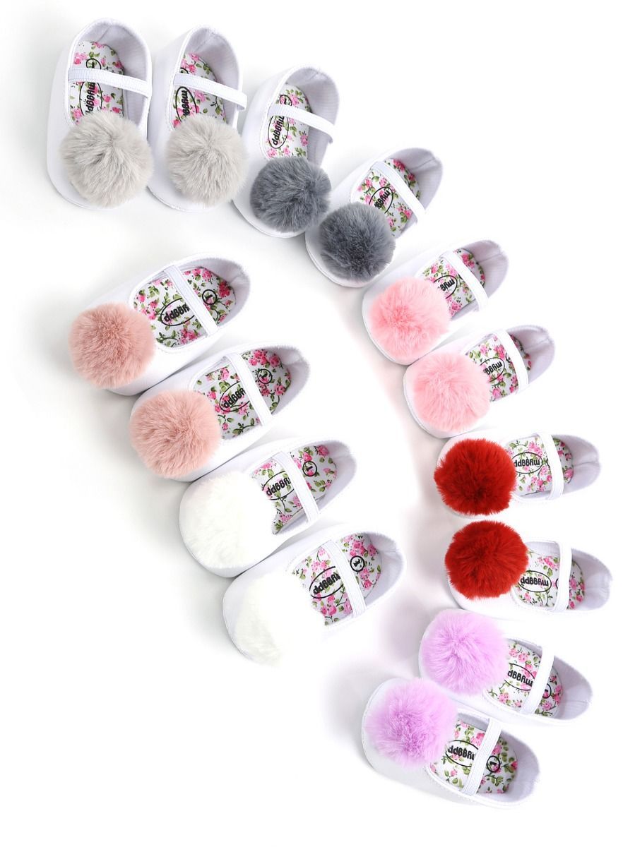 Small Fluff Ball Multi-Colored Princess Baby Girl Shoes - dianjiang-