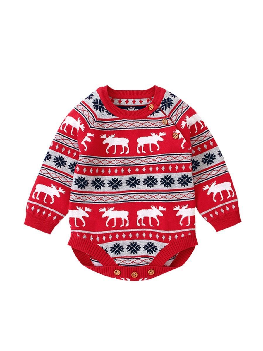 Snowflake Christmas Reindeer Baby Crochet Onesie - dianjiang-