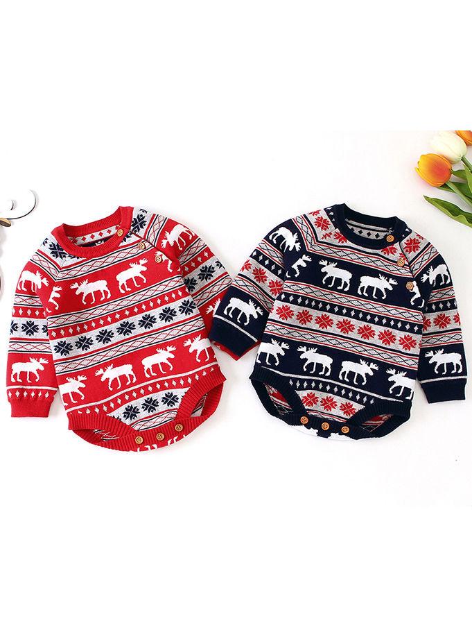 Snowflake Christmas Reindeer Baby Crochet Onesie - dianjiang-