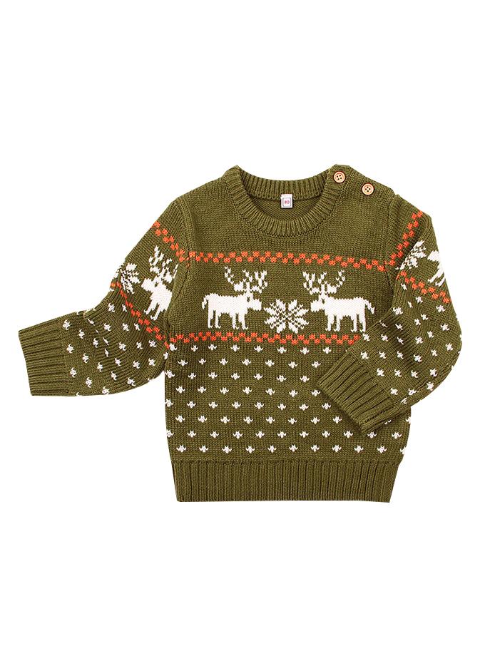 Christmas Elk Snowflake Jumper Knitting Sweater Baby Boy Crochet Sweatshirt - dianjiang-