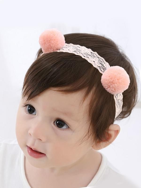 Soft Solid Color Headband Pompom Pattern Elastic Lace Head-wear - dianjiang-