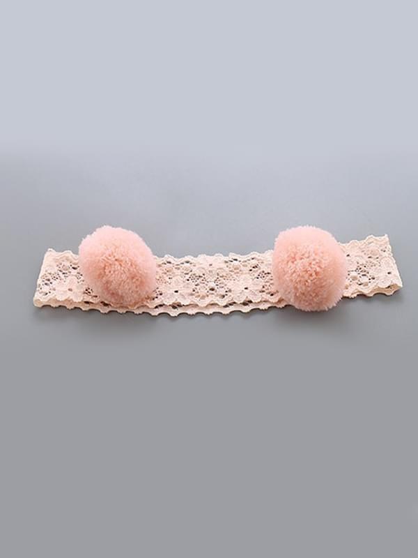 Soft Solid Color Headband Pompom Pattern Elastic Lace Head-wear - dianjiang-