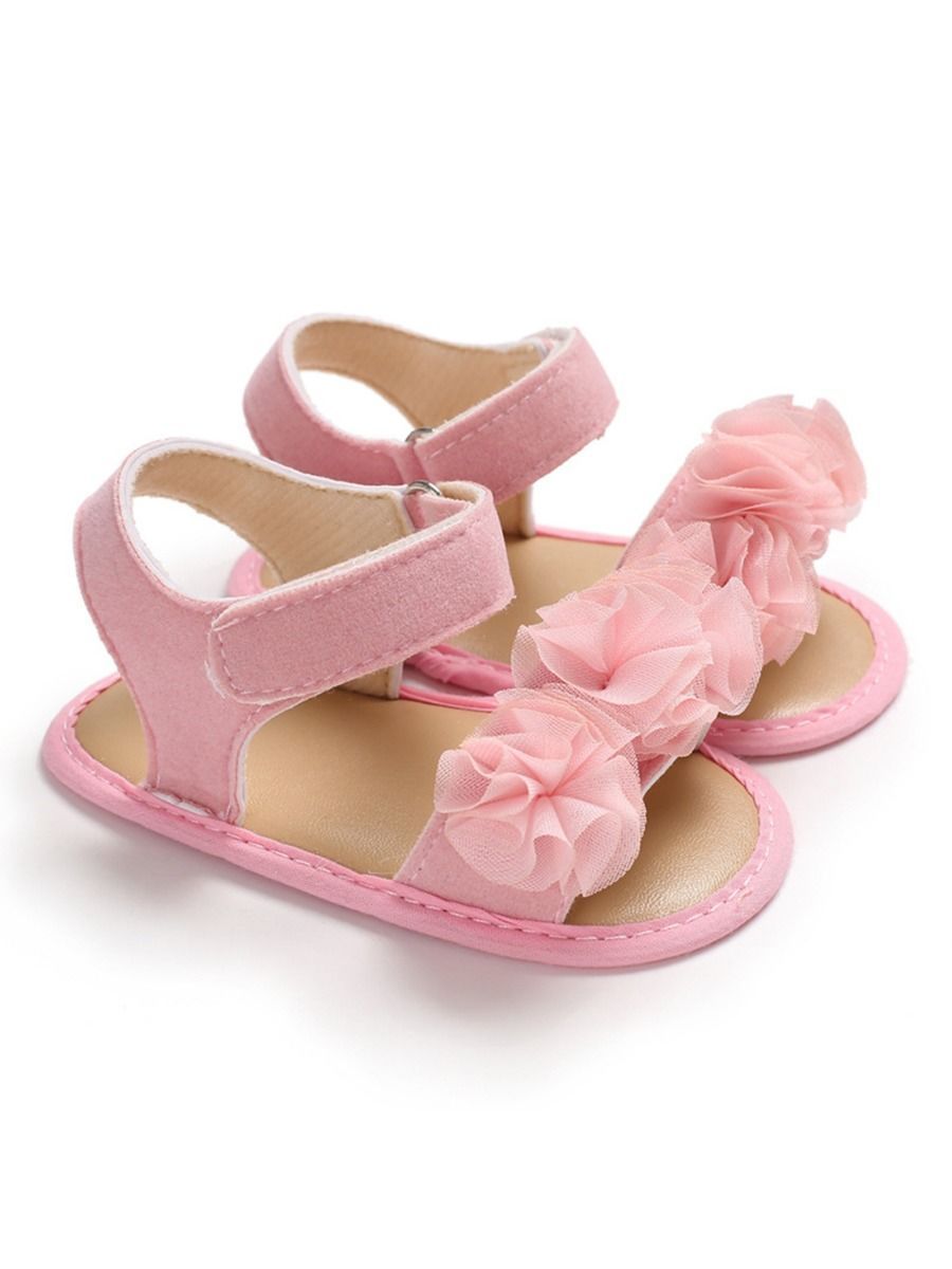 Flower Shoes Trim Solid Color Baby Sandal - dianjiang-