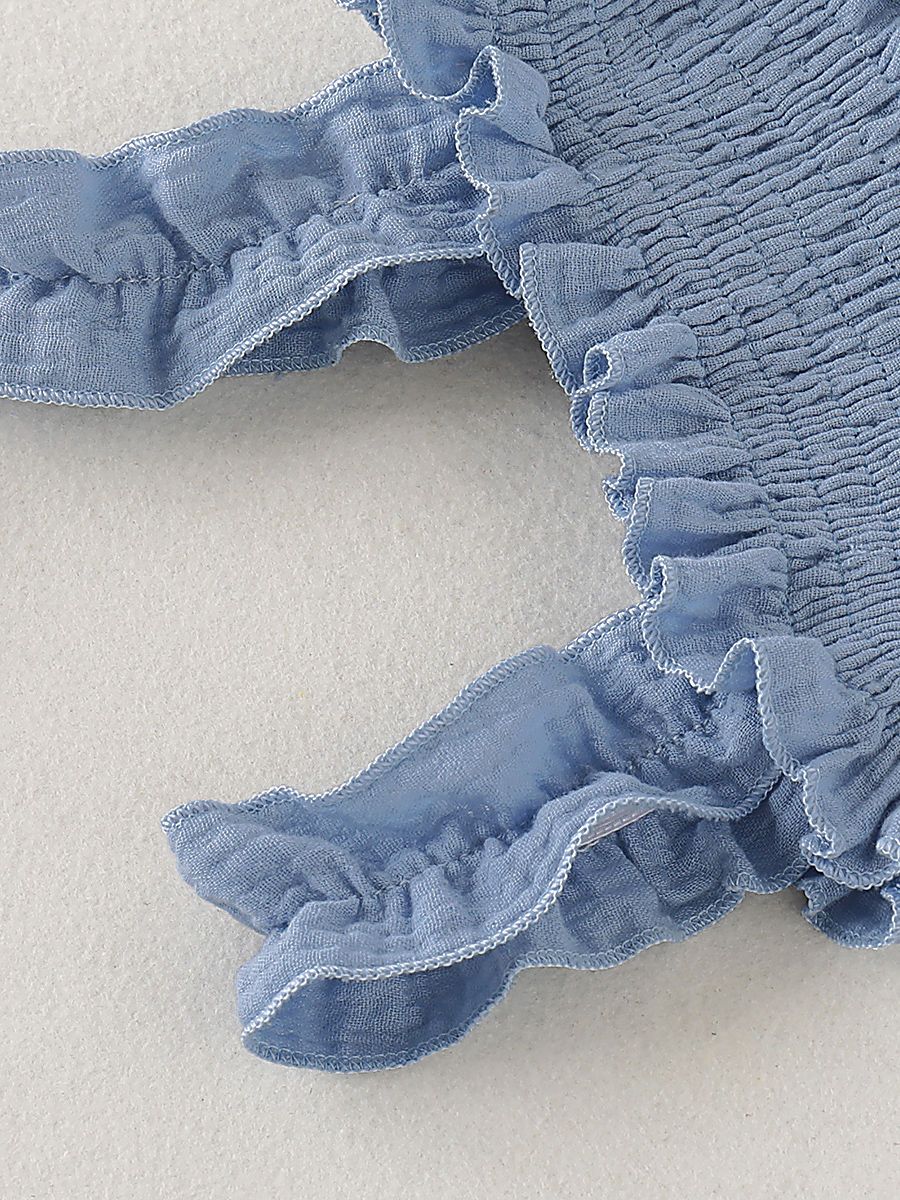 Solid Color Baby Toddler Girl Muslin Ruffle Suspender Dress - dianjiang-