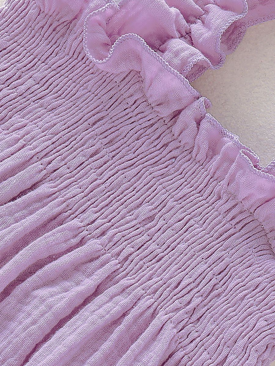 Solid Color Baby Toddler Girl Muslin Ruffle Suspender Dress - dianjiang-
