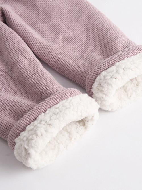Solid Color Berber Fleece Rib Baby Toddler Kids Thick Warm Pants - dianjiang-