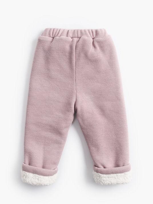 Solid Color Berber Fleece Rib Baby Toddler Kids Thick Warm Pants - dianjiang-